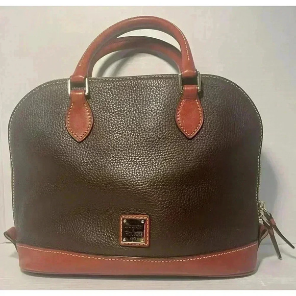 Dooney And Bourke VGC Leather Zip Lined Domed Satchel Handbag Footed See‎ Notes - Picture 1 of 11